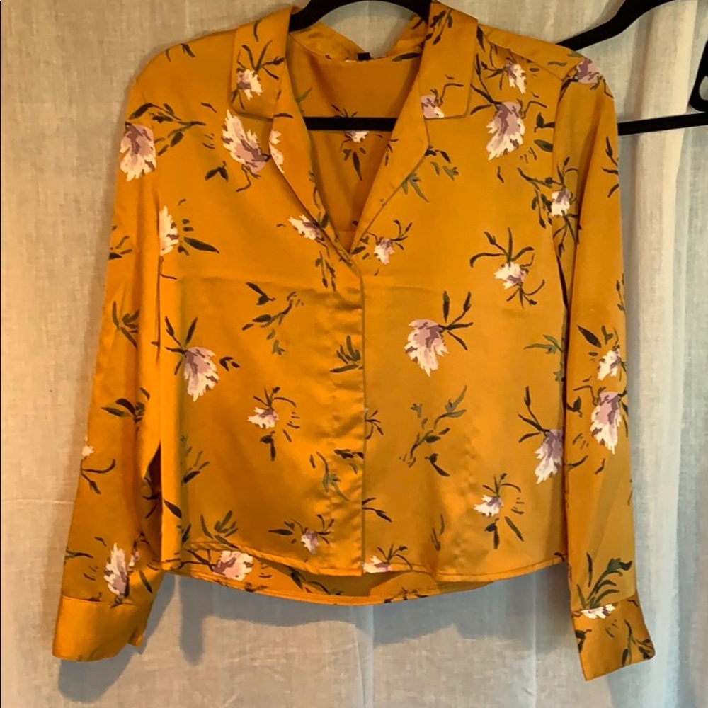 Cropped satin button down